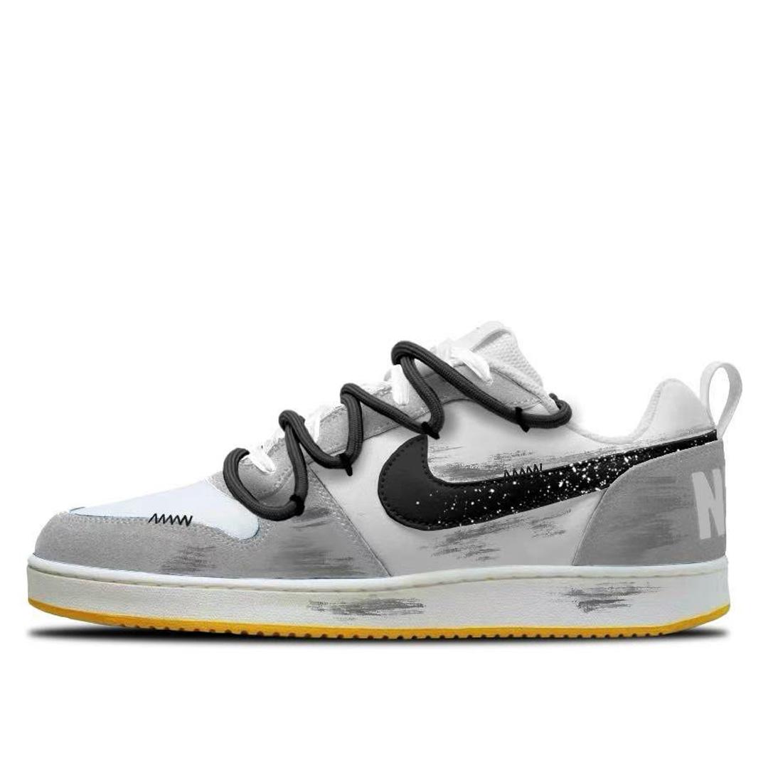 

Nike Court Borough Ink Flying White Leather Cushioning, Wear Resistant Low top Skateboard Shoes Unisex Black Gray 844881-100 (Team858-) 44