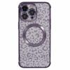HRF Series for iPhone 13 Pro Max Case Electroplating TPU Magnetic Phone Cover Leopard Pattern