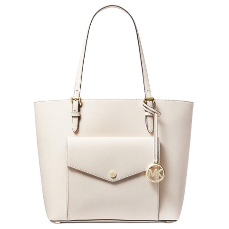 

Michael Kors MK Jet Set Large Capacity Letter Logo Solid Color Attached Leather Shoulder Tote Bag Women handbags Pure-White 30H0LTTT3L-LT-CREAM Basic Set (Bag+Dust Bag)