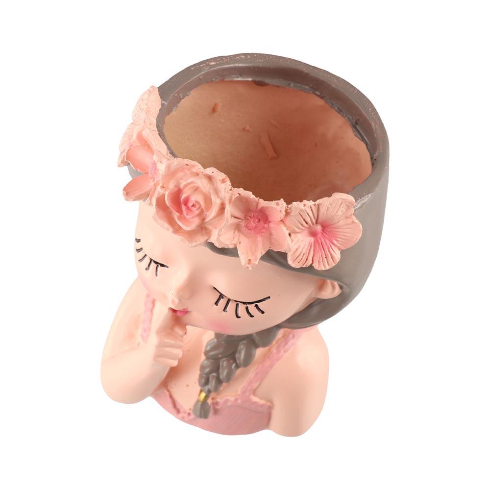 Resin Girl Decorative Planters Drainage Hole Succulent Cactus Planter Pot Office Decoration