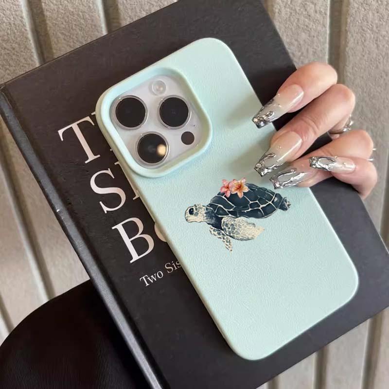 

Sea Turtle Plumeria Flower Pattern Design Protective Cover for iPhone 17 16 15 14 13 12 11 16E Series Pro Max Plus iphone 11
