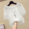 Women Blouse Summer Solid Color Puff Sleeve O Neck Tunic Female Shirts Loose Casual Work Oversized