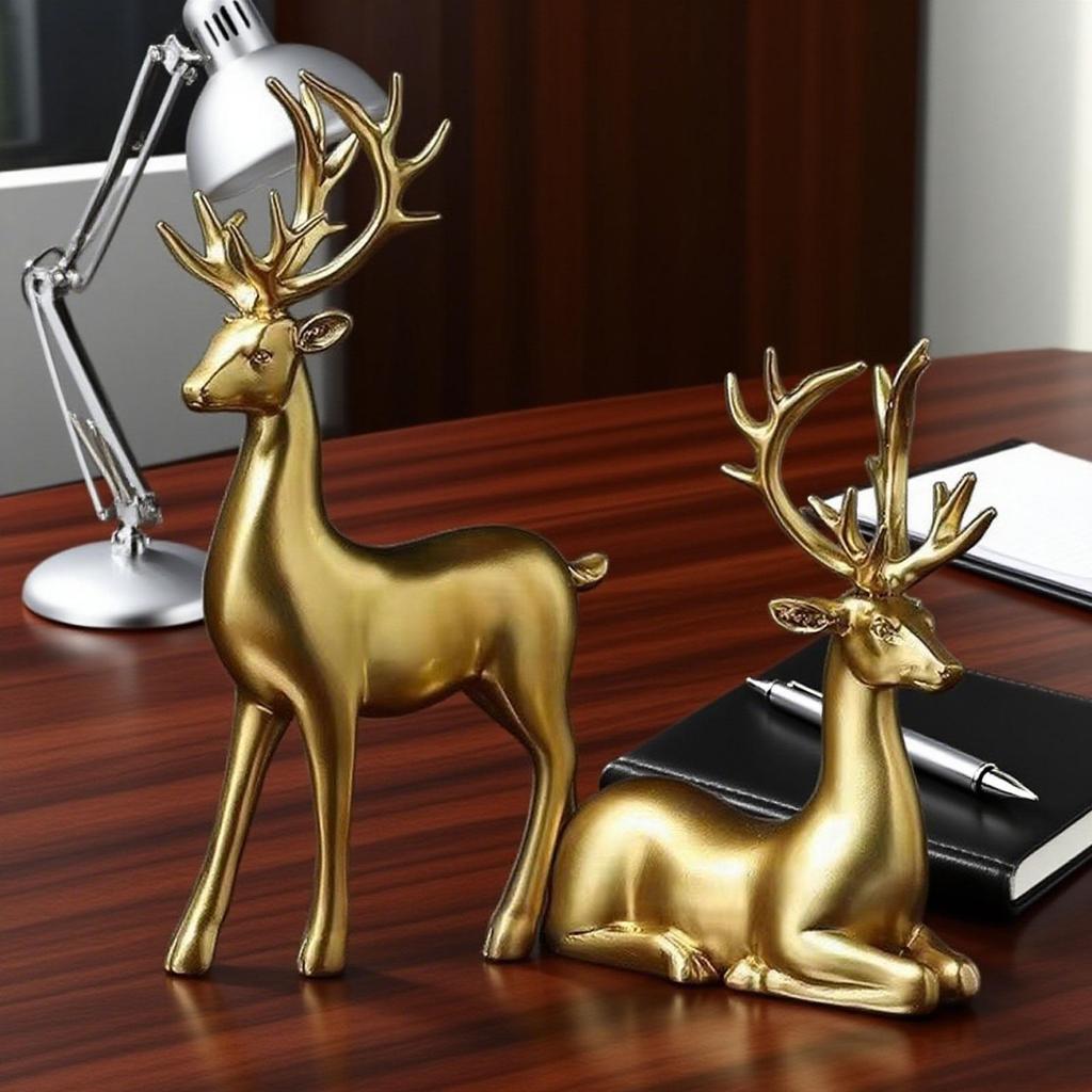2x Rentier-Statuen Moderne Hirschliebhaber-Skulpturen für Tisch-Kaminsims-Dekoration