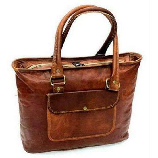 Women's Vintage Real Goat Leather Lady Shopper Casual Bag Tote Handbag Purse