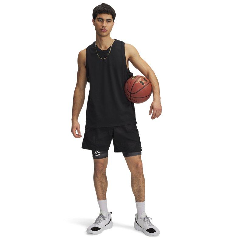 Under Armour Bedruckte Slim Fit Mid Rise Elastischer Bund Dreiviertel Sportshorts Herrenshorts Schwarz 1379829-003