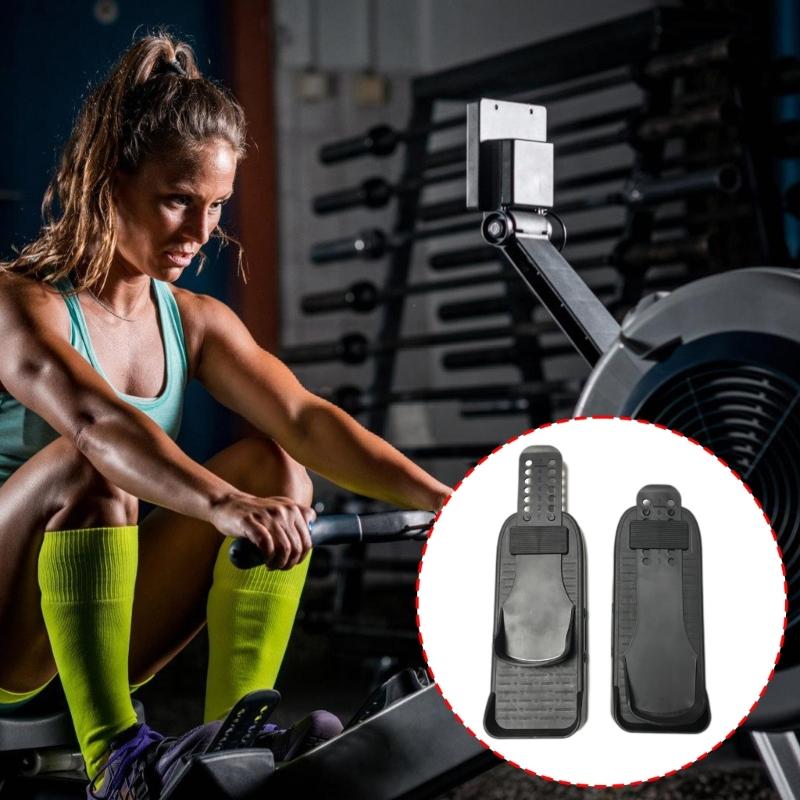 1pair Rowing Machine Foot Pedals Row Fitness Equipment Exercise Bikes Footplates for Cardiovascular Healths