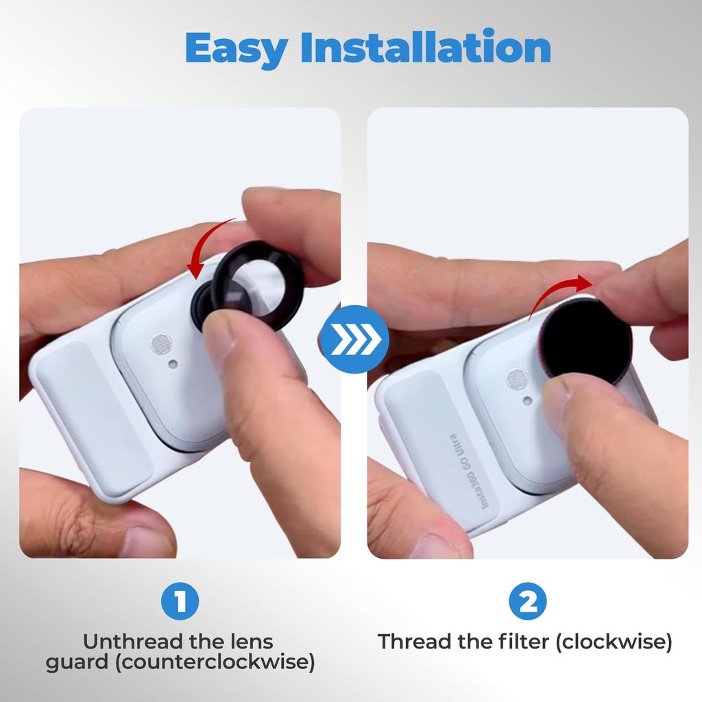 Freewell Helles Tageslicht-Filterkit für Insta360 GO Ultra Filter für Polarisation und Lichtkontrolle bei hellen Bedingungen – ND8/PL, ND16/PL, ND32/PL &