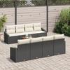 VidaXL Ensemble de Canapés de Jardin 7 Pièces avec Coussins en Poly Rattan Noir Acacia 3356472