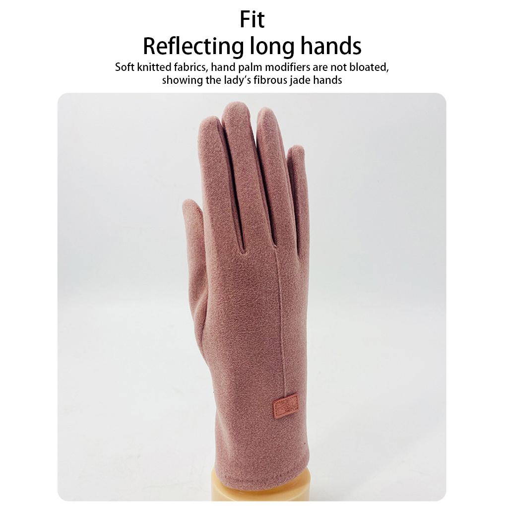 1 Pair Women Gloves Warm Velvet Thermal Mitten Portable Cold Weather Warmer Mitts Windproof Decoration Screen Soft