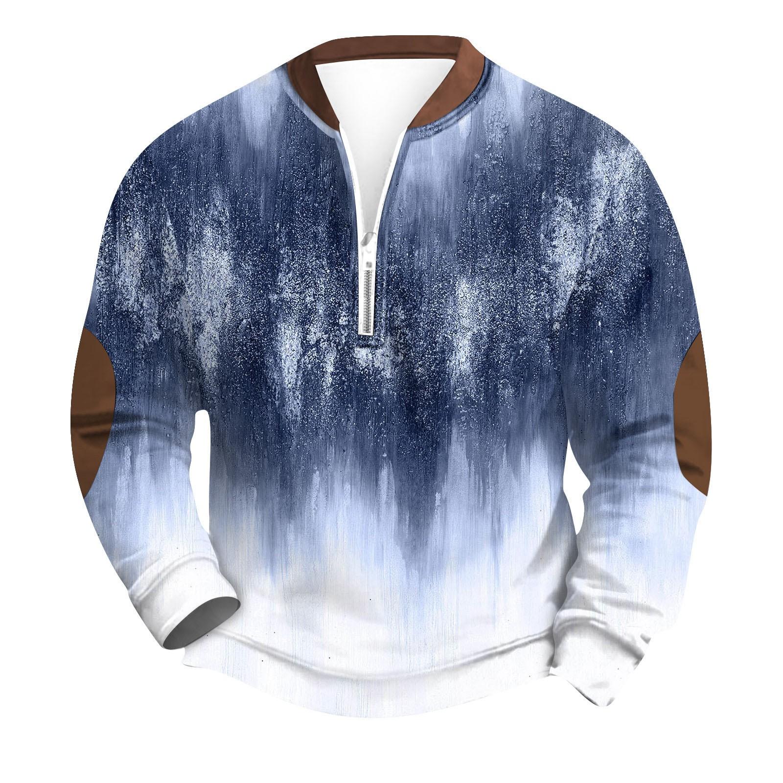 Мужская повседневная толстовка в стиле ретро с градиентным принтом L синий 2225₽