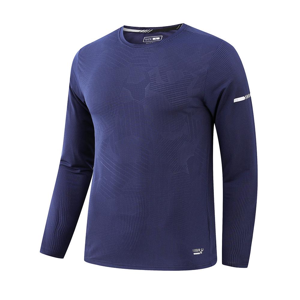 Men's Quick-Dry Long-Sleeve Sports T-Shirt - Large Size, Round Neck, Ideal for Running & Casual Wear
