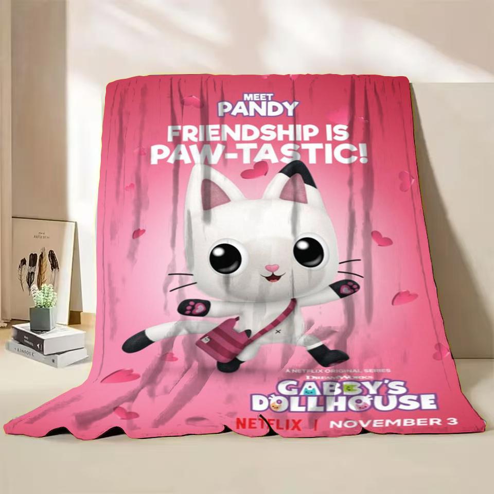 Gabbys Dollhouse Flannel Fluffy Fleece Blanket for Home Bedroom Bed Sofa Office Children Cover Adult Soft Blanket Kids Cute Gift