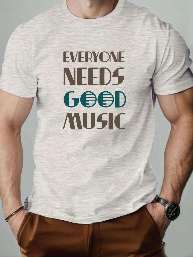 Mens cotton Tshirt everyone needs good music summer round neck short sleeve graphic breathable fashion casual Tshirt