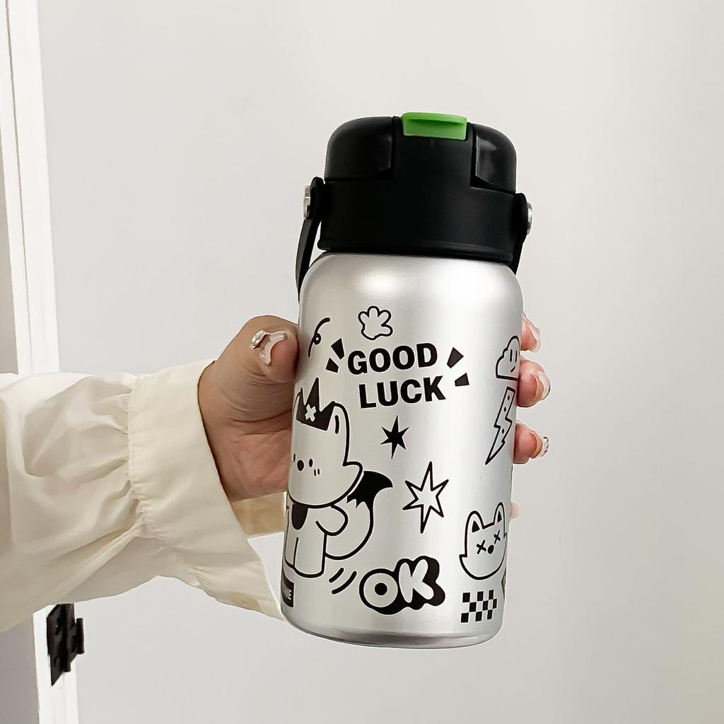 Stainless steel high value light luxury high sense straw cup student gift water cup