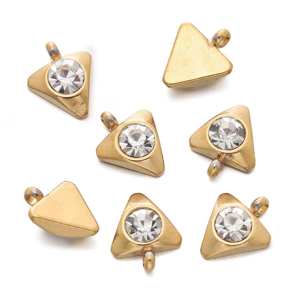 

10Pcs/Pack Stainless Steel Gold Color Flower Heart Triangle Pendants for DIY Bracelet Necklace Jewelry Making Accessories