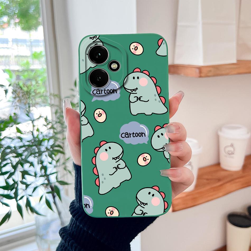 Case For Honor 400 Pro Global Cartoon Dinosaur Back Cover Liquid Silicone Full Protection Durable Shockproof Phone Protectors