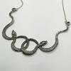 Creative Gothic Ancient Silver Medusa Two Snakes Entwined Necklace for Women Me Halloween Personality Trend Witch Jewelry Gifts