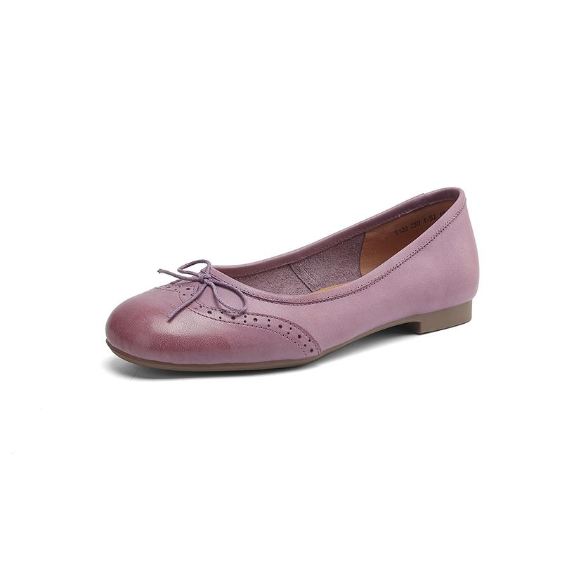 Fashion New Spring/Summer Genuine Leather Women Pumps Shoes for Women Fashion Brogue Designs Round Toe Loafers Shoes Women Low Heels