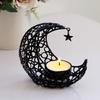 Mondförmiger Kerzenhalter Teelichthalter Metall Mond Kerzenständer Kerzenständer für Weihnachten Esstisch Hochzeit Heimdekorationen