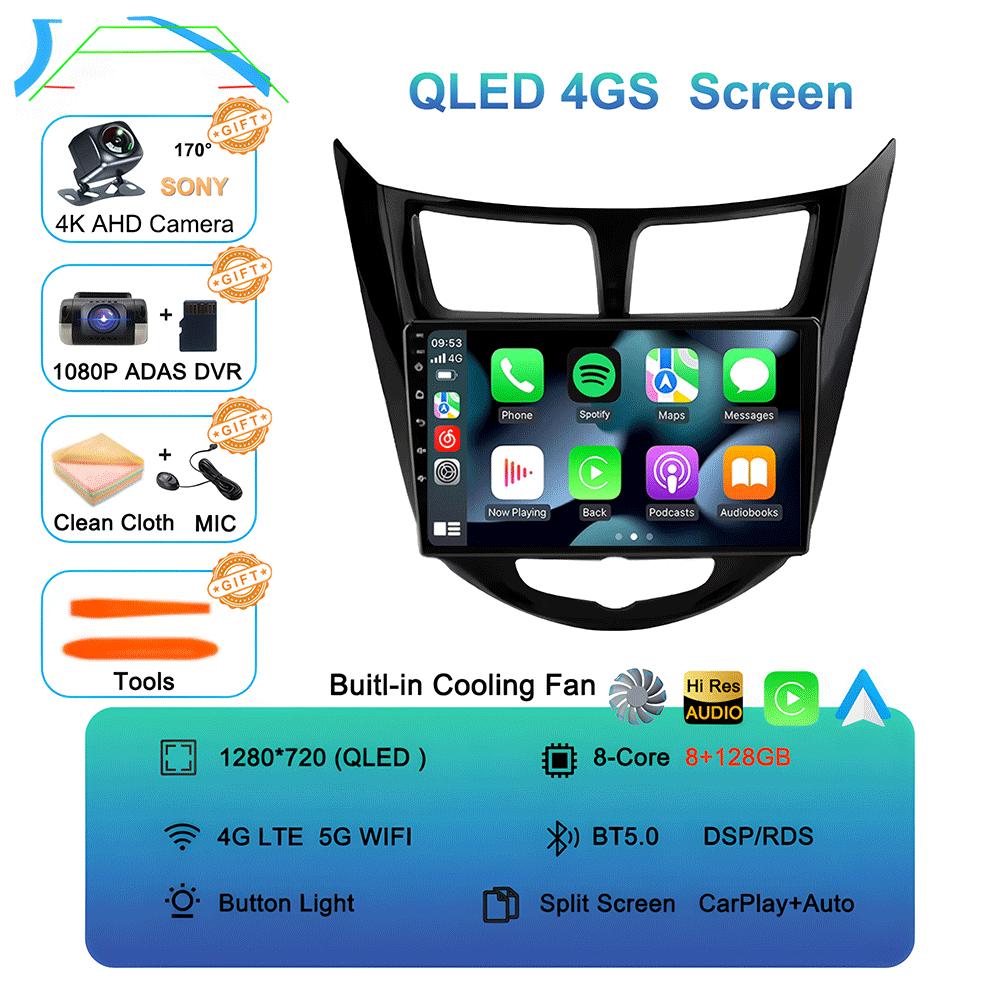 Android 14 Car Radio for Hyundai Solaris Verna Accent 1 2010 - 2016 Multimedia Video Player 2 Din DVD Head Unit Carplay GPS FM