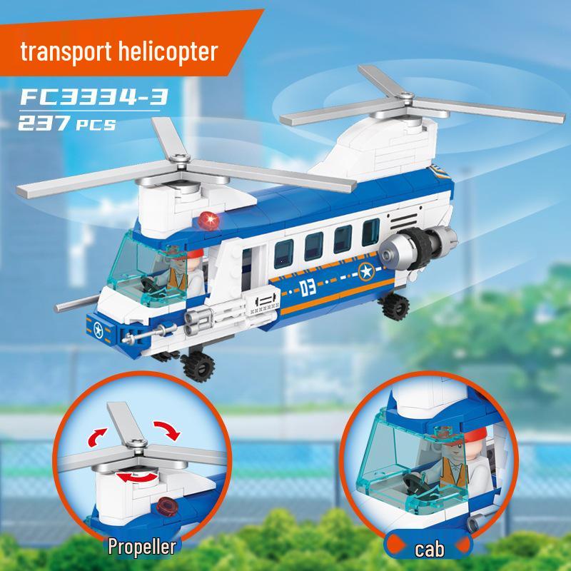 Fang Cheng Educational Airport Building Blocks Set - City, Aviation, Helicopter Model Toy for Boys