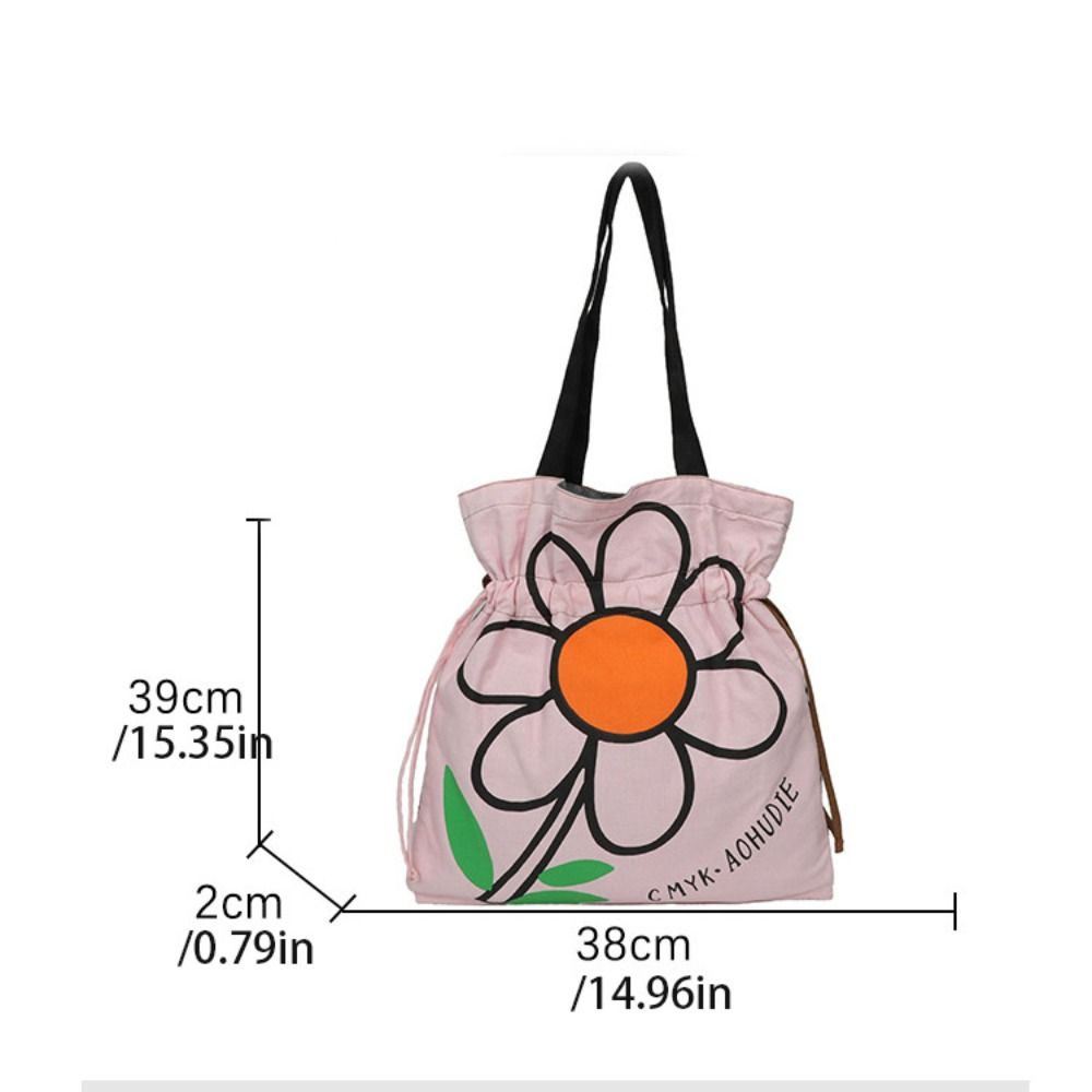 Large Capacity Flower Shoulder Bag Korean Style Printed Handbag Lightweight Cloth Tote Bag  Outdoor