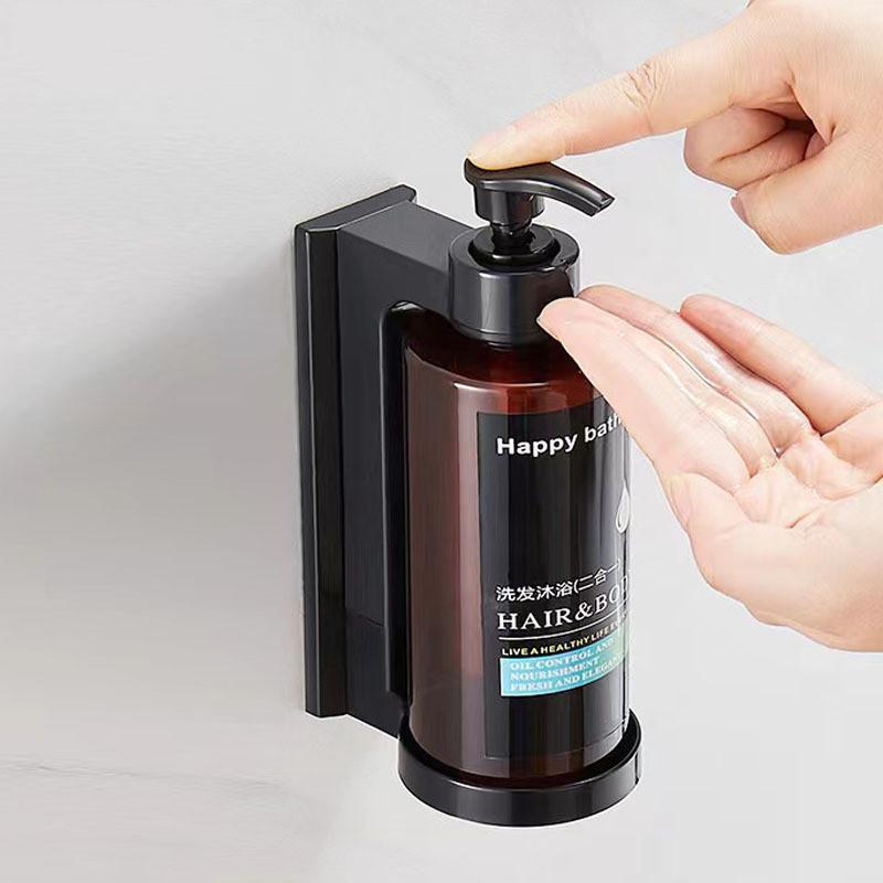 Tuqiu Amber Soap Dispenser Drill Free Bathroom Hand Liquid Soap Dispenser ABS Shampoo bottles Wall Empty Shampoo Bottles Pump