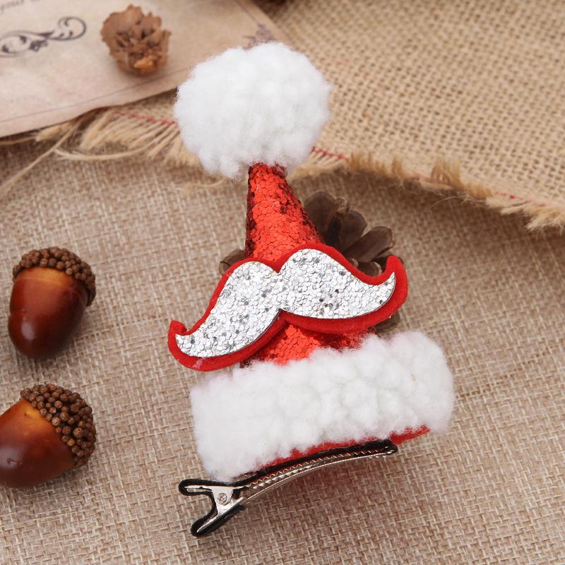 Christmas Hat Hairpin Adult Children Sequined Hat Duckbill Clip Cartoon Hairpin Headgear Christmas Hairpin