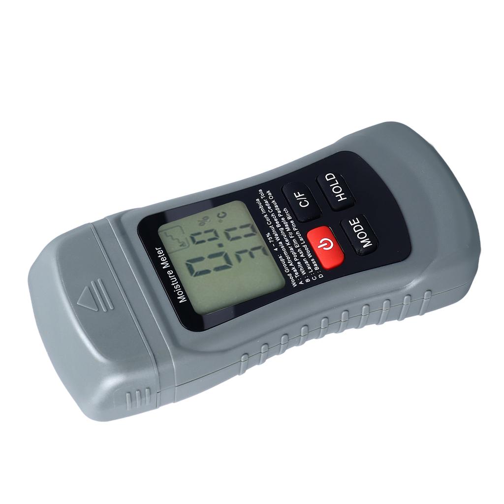 Pin Type Moisture Meter LCD Digital Display Moisture Detector for Wood Wall Paper Detection Temperature Tester