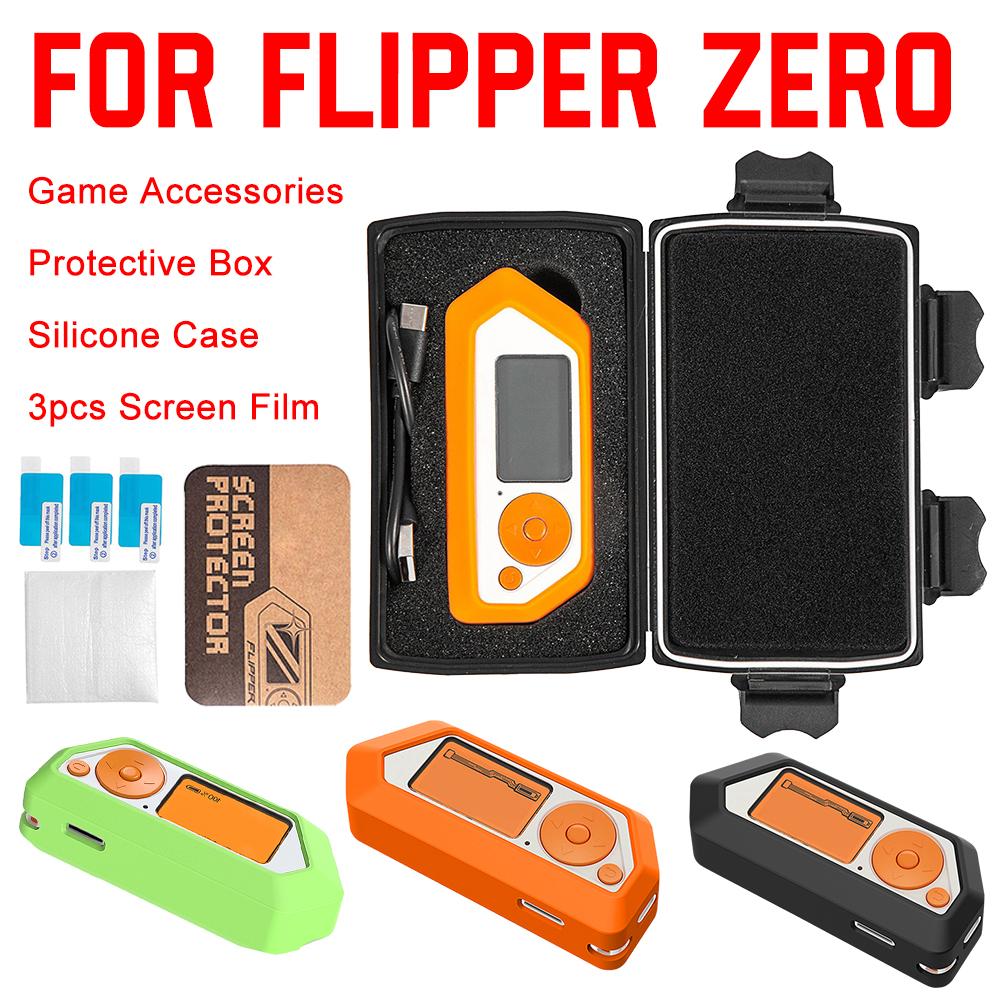 Protective Box Carrying Case For Flipper Zero Game Console Portable Silicone Cover 3pcs Transparent Screen Film Game Accessory