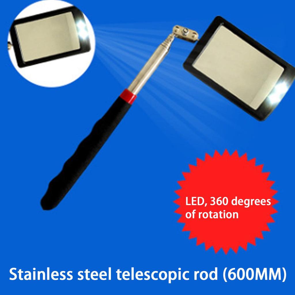 Buy Telescoping Inspection Mirror with LED Lighting 360 Swivel for