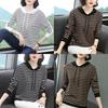 Mid Autumn Season Striped Hoodie T Shirt For Women With Patching And Loose Fit
