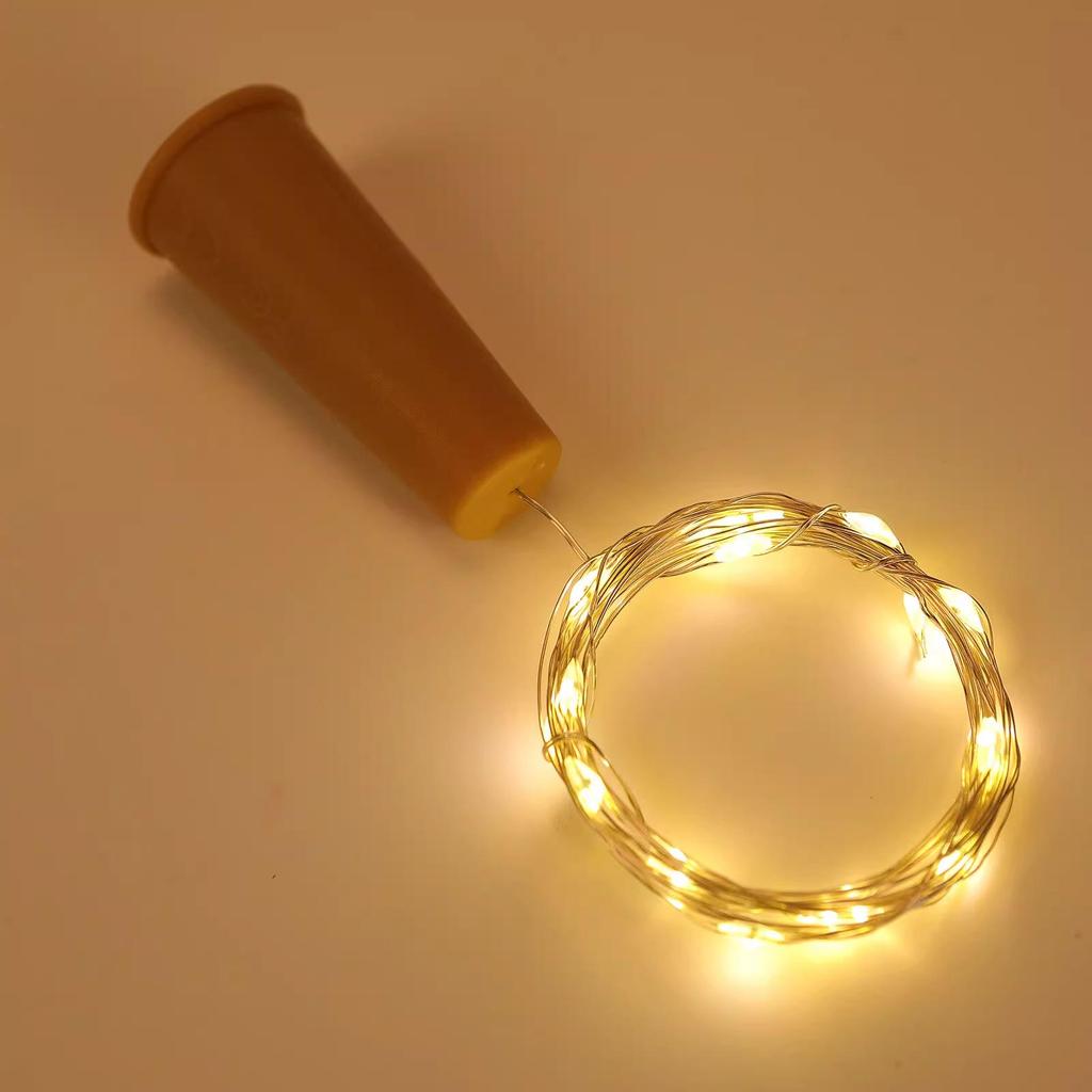 Copper Wire LED Cork Lights - Battery-Powered Fairy Lights for Creative Bedroom or Wine Bottle Decoration