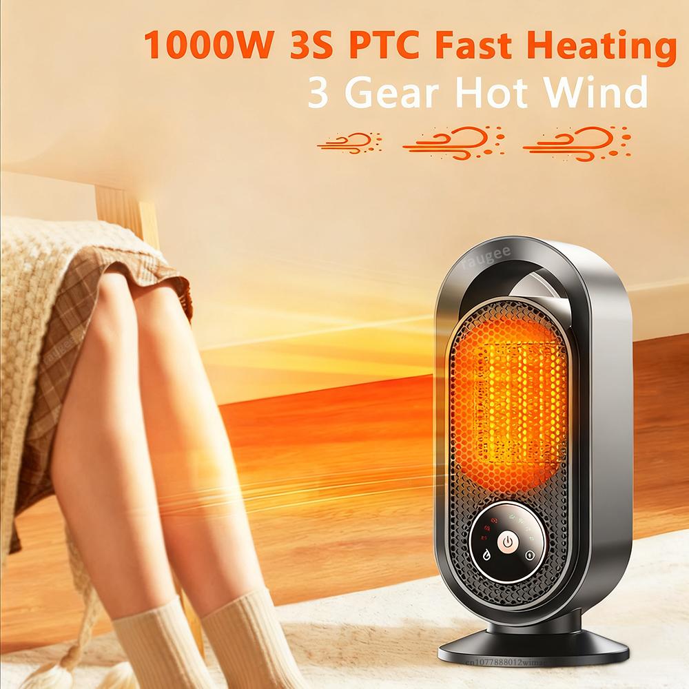 Portable Electric Heater 1000W Indoor Space Heater Mini Desktop Heating Fan Hot Air Blower For Home Bedroom Winter Fan Heater
