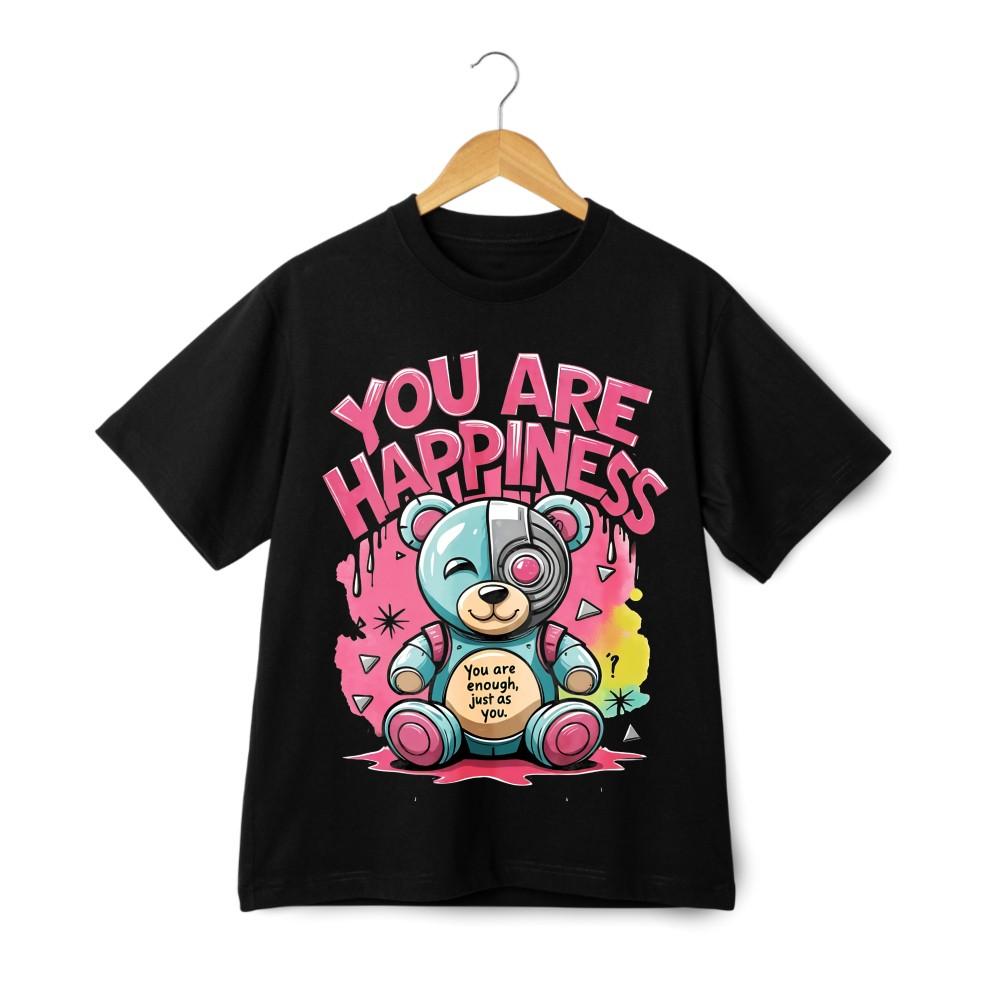 'YOU ARE HAPPINESS'' Cyber Teddy Bear Graphic Tee