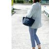 [VITAFELICE] Vita Felice genuine leather handle 2way mini nylon tote bag ladies vinb-9r010z (Navy)