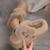 Fashion Cotton Mow Winter New Round Head Deep Mouth Metal Buckle Waterproof Platform Plush Half Mow