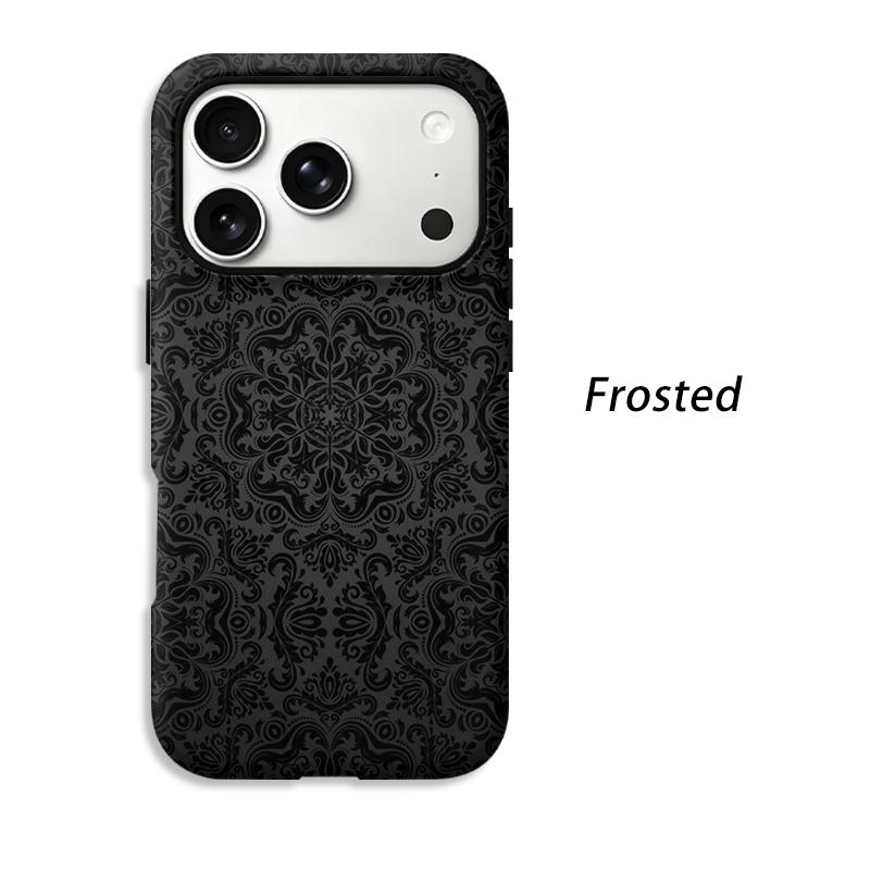 Gothic Intricate Black Symmetrical Mandala Pattern Art Film Aesthetic Protective Shockproof Bumper Phone Case Cover For iPhone 14 15 16 Pro Max Plus