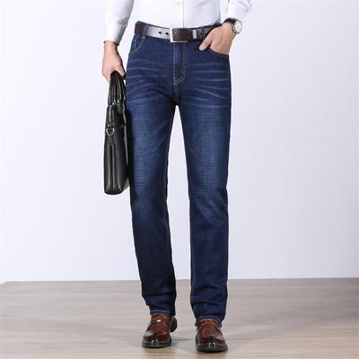 Calça Jeans Masculina Casual de Negócios Moda Sólida Reta Calça Jeans Clássica Calça Jeans Diária Calça Macia Preta Azul Calça de Trabalho