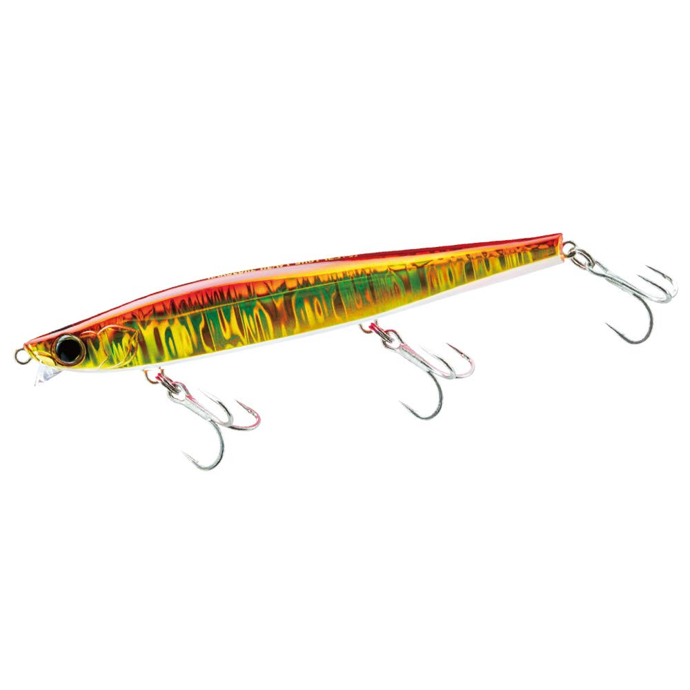 DUEL HARDCORE Sinking Pencil Hardcore Heavy Shot Red Long Cast Lure, (S), 125mm, Weight 40g, F1210-HGR, Gold,