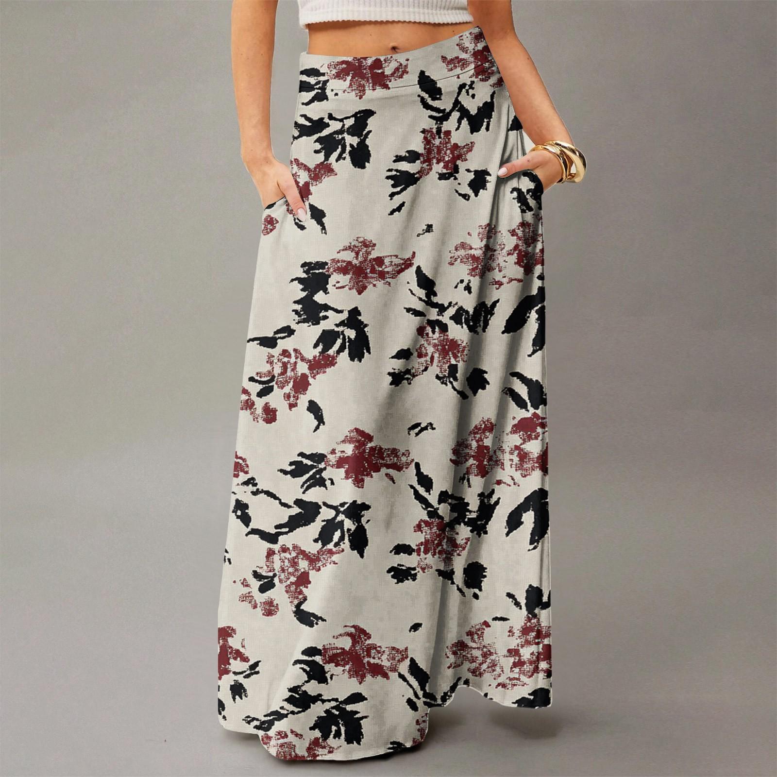 

Женское струящееся платье макси, обычная повседневная летняя юбка в стиле бохо XL белый