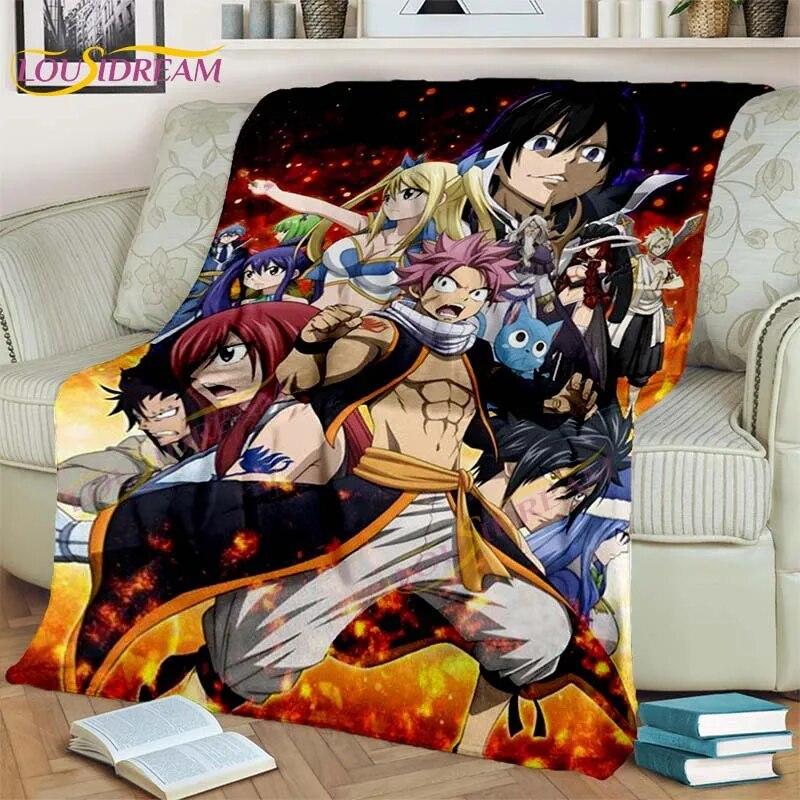 Fairy Tail Blanket Anime Blanket Natsu Blanket 3D Cartoon Covered Blanket Flannel for Bedding Children Room Decor Warm Blanket