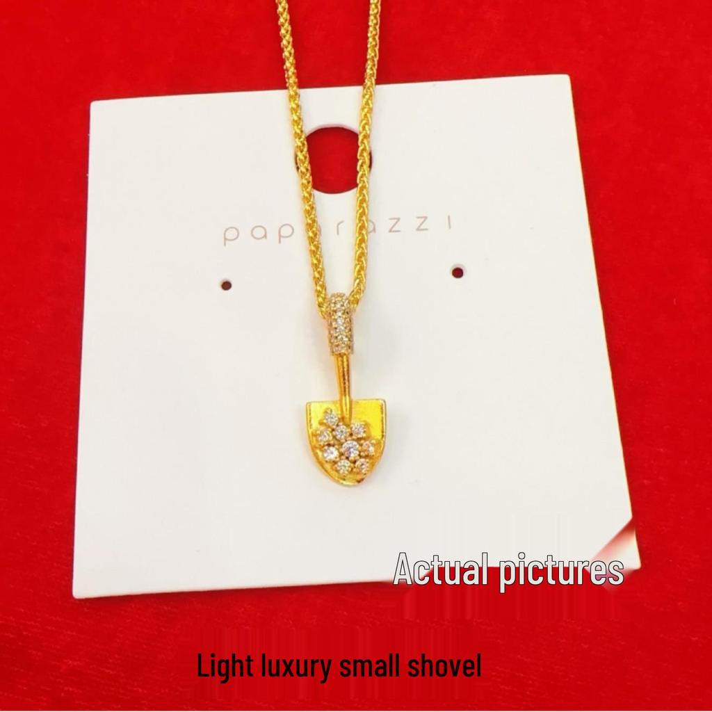 Vietnamese Gold Light Luxury Shovel Pendant Necklace - Creative Design Gift for Her