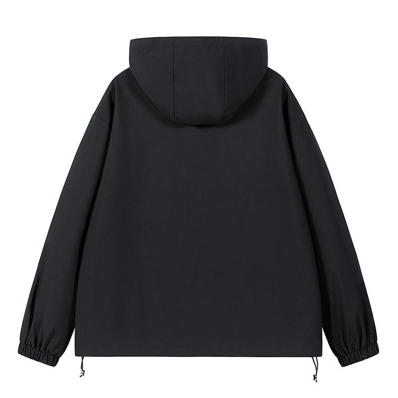 Spring and Autumn Hooded Jacket Men's Korean Style Casual Hong Kong Style Loose Couple Trench Coat Waterproof Jacket