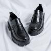 Platform Black Leather Mens Loafers Handmade Monk Strap Wedding Party Casual Dress Shoes Summer Autumn Footwear for Men