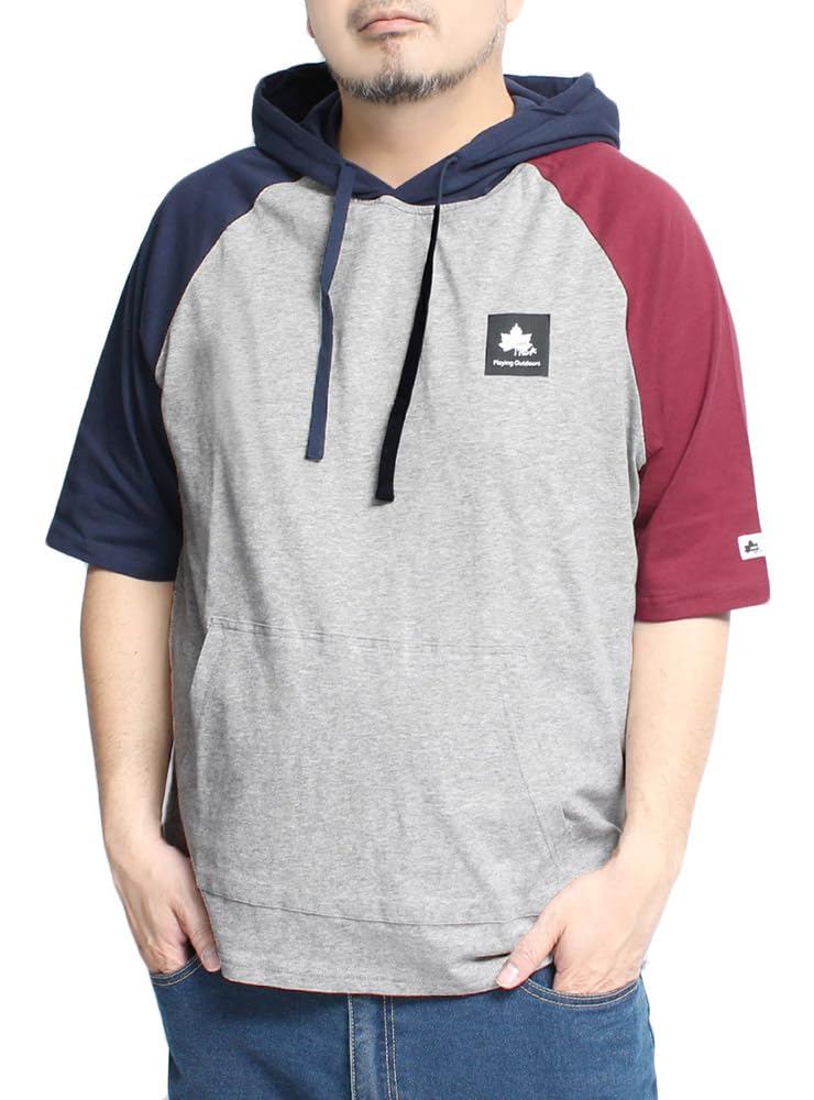 

LOGOS Park Men s Short Sleeve Hoodie, Pullover, Logo Print, Raglan T-Shirt, Plus Size, Size 5L, Crazy (90)