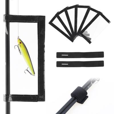 6pcs Clear PVC 200mm 78 Inch Fishing Lure Wraps Kit with 2 Rod Straps Hook Protector