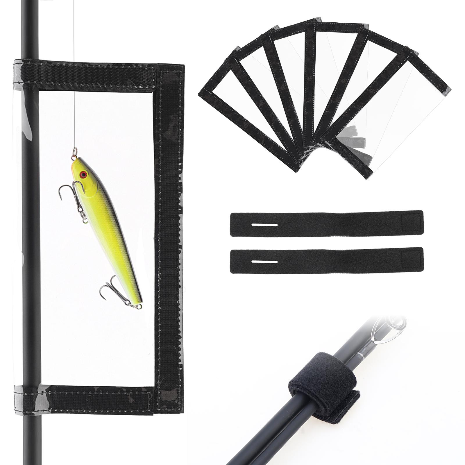 

6 шт. Прозрачные ПВХ 200 мм 78 дюймов Наборы оберток для рыболовных приманок с 2 ремешками для удилищ, защитой для крючков