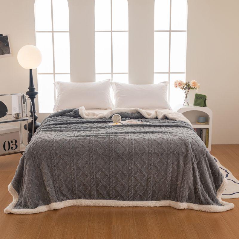 Thickened Jacquard Velvet Coral Fleece Flannel Blanket