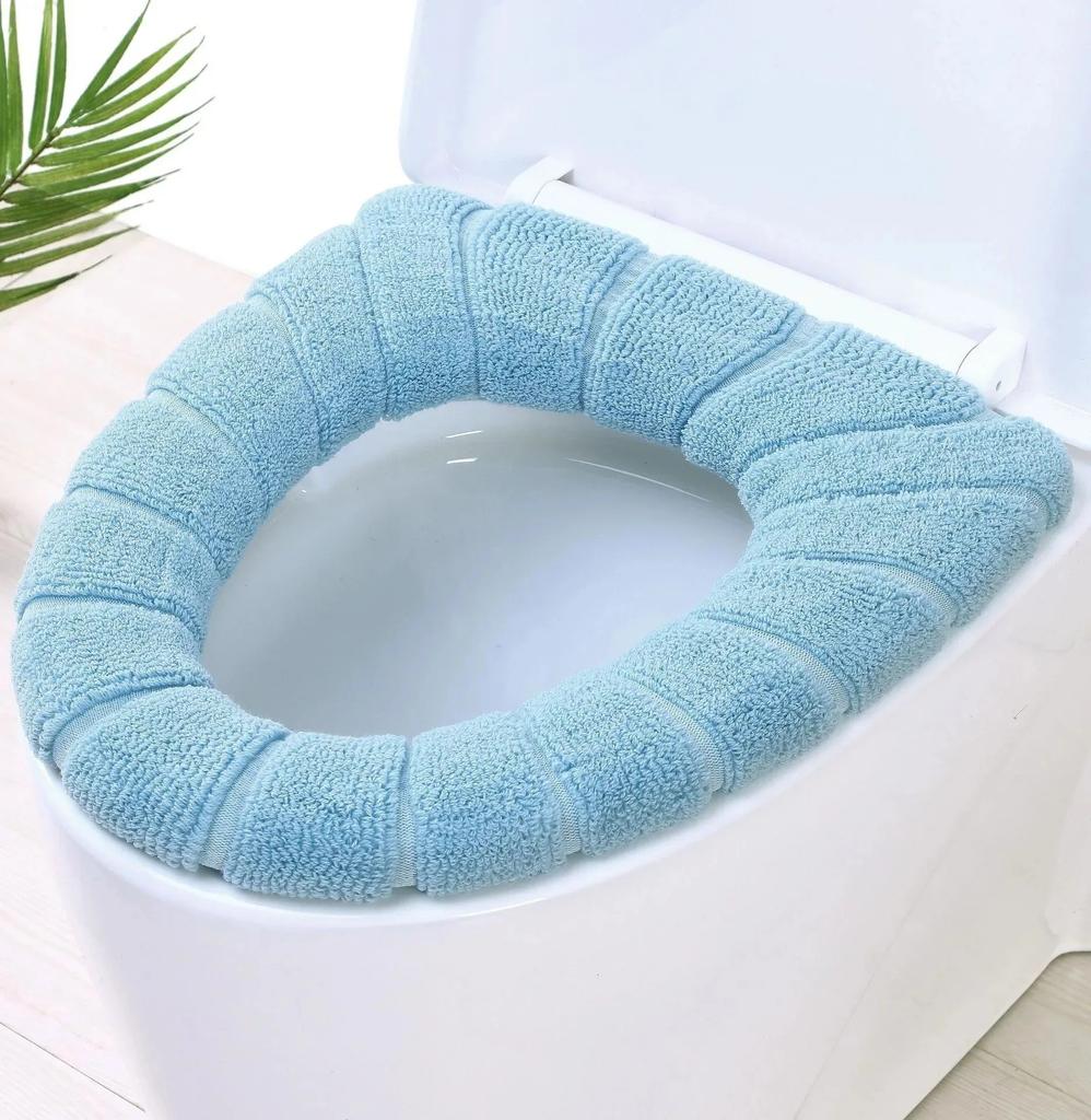 Knitting Pure Color Soft Pad Toilet Seat Washable Soft Thick Warm And Comfortable Pumpkin Shape Cover Closestool Mat Universal